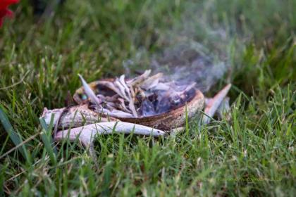 Burning wood in antlers